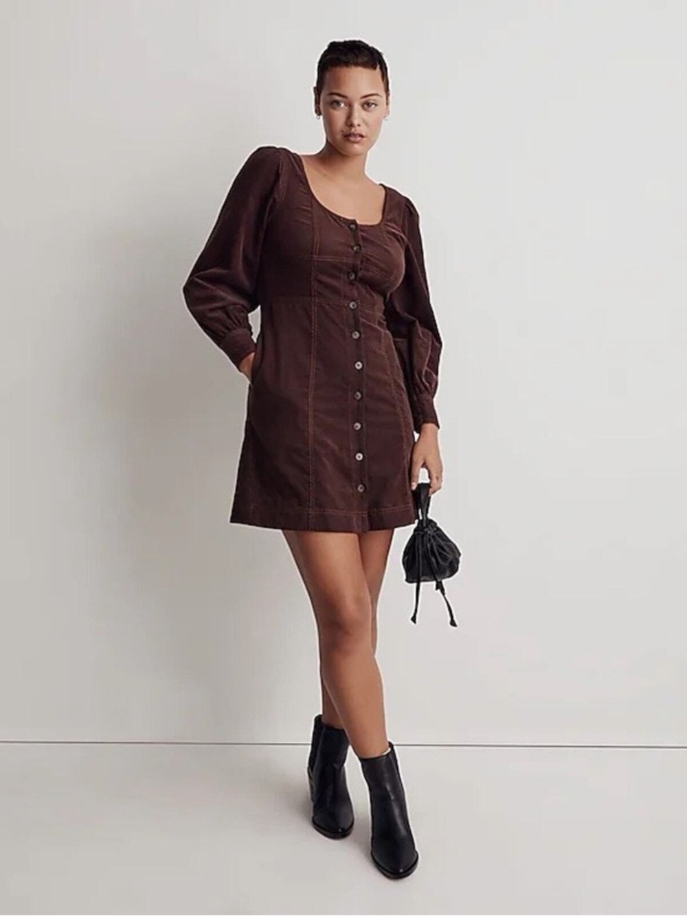 Madewell Brown Button-Front Dress